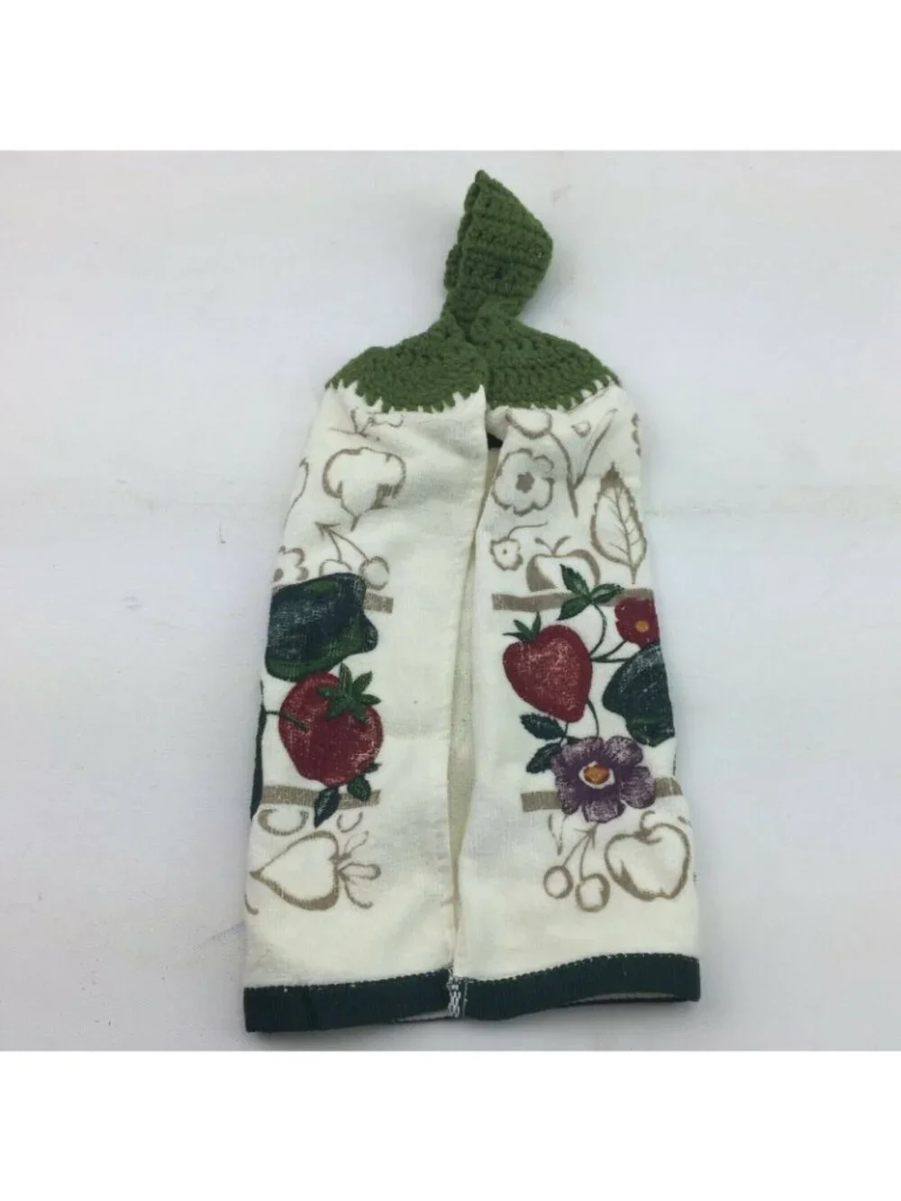 Cecil Saydah Kitchen Hand Towel Button Knit Strap Top Hanging Food Fruit Theme